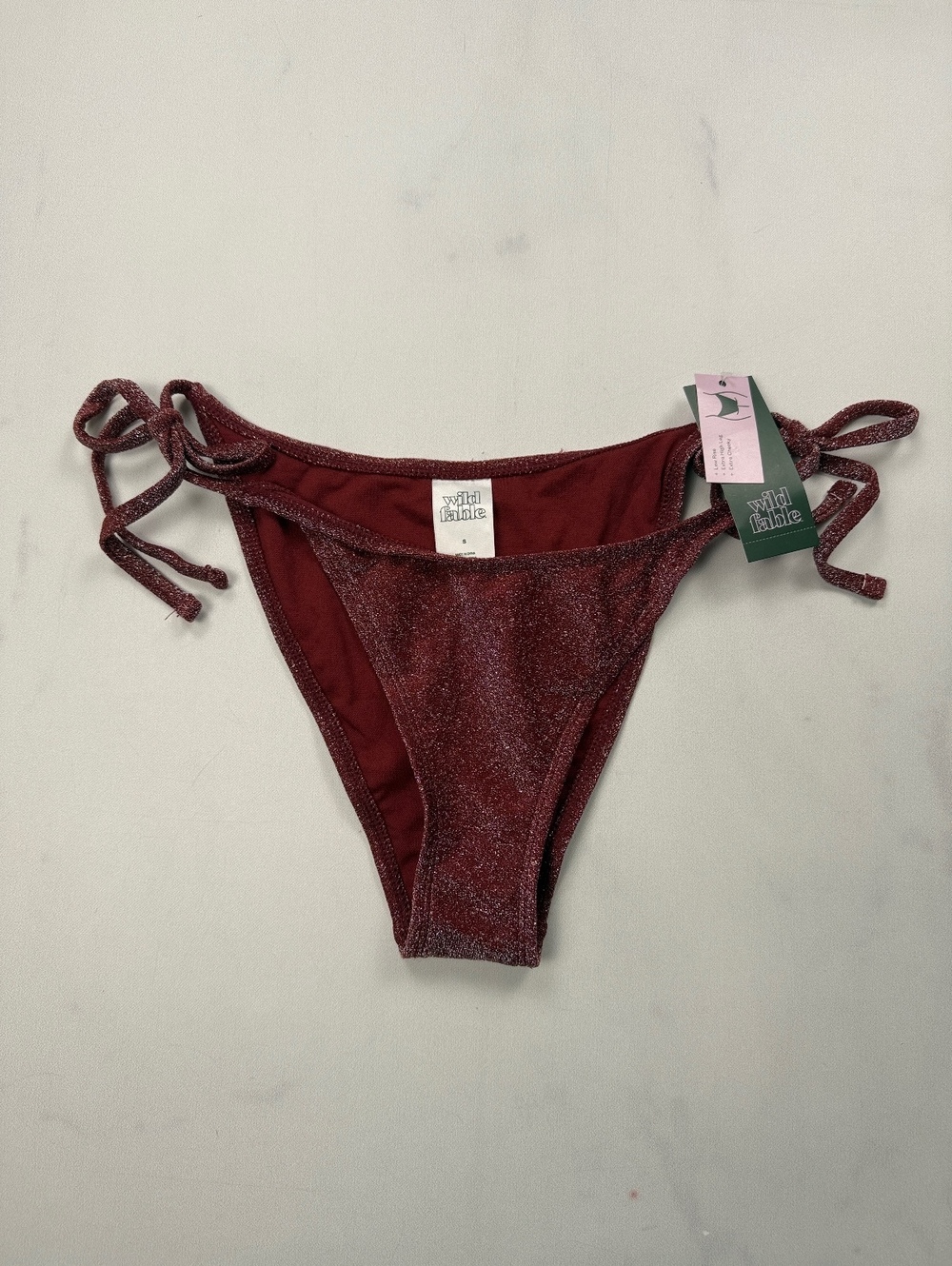 Wild Fable Printed Bikini Burgundy Modern Feminine - Womens S